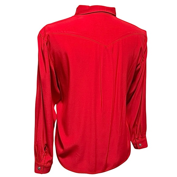 Desert West by Sherry Holt Vintage Long Sleeve Collared Red Top Small - Picture 5 of 12